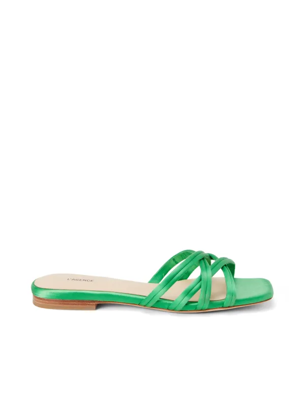 Abelle Satin Flat Sandal made by L'AGENCE