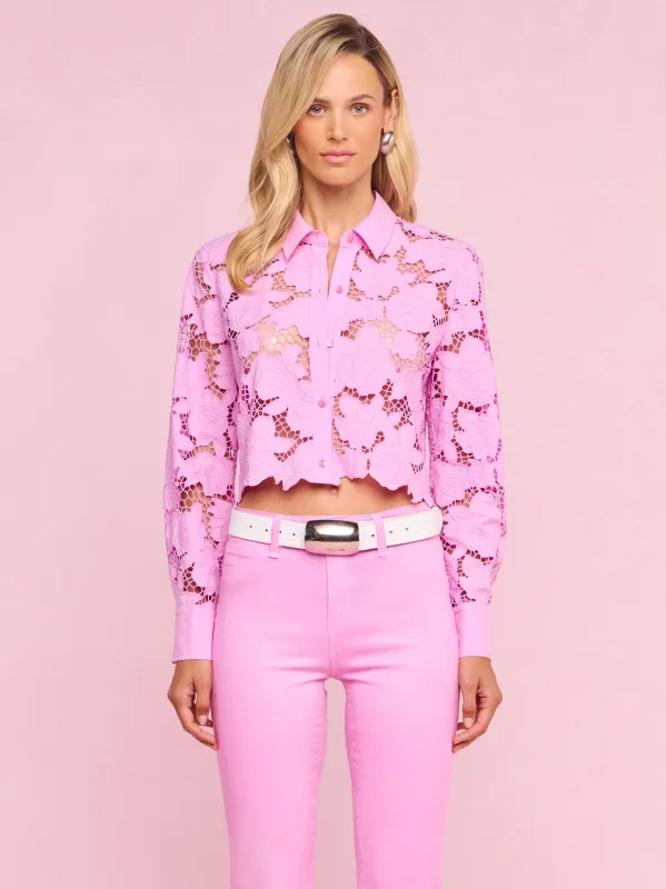 Seychelle Cropped Eyelet Blouse made by L'AGENCE