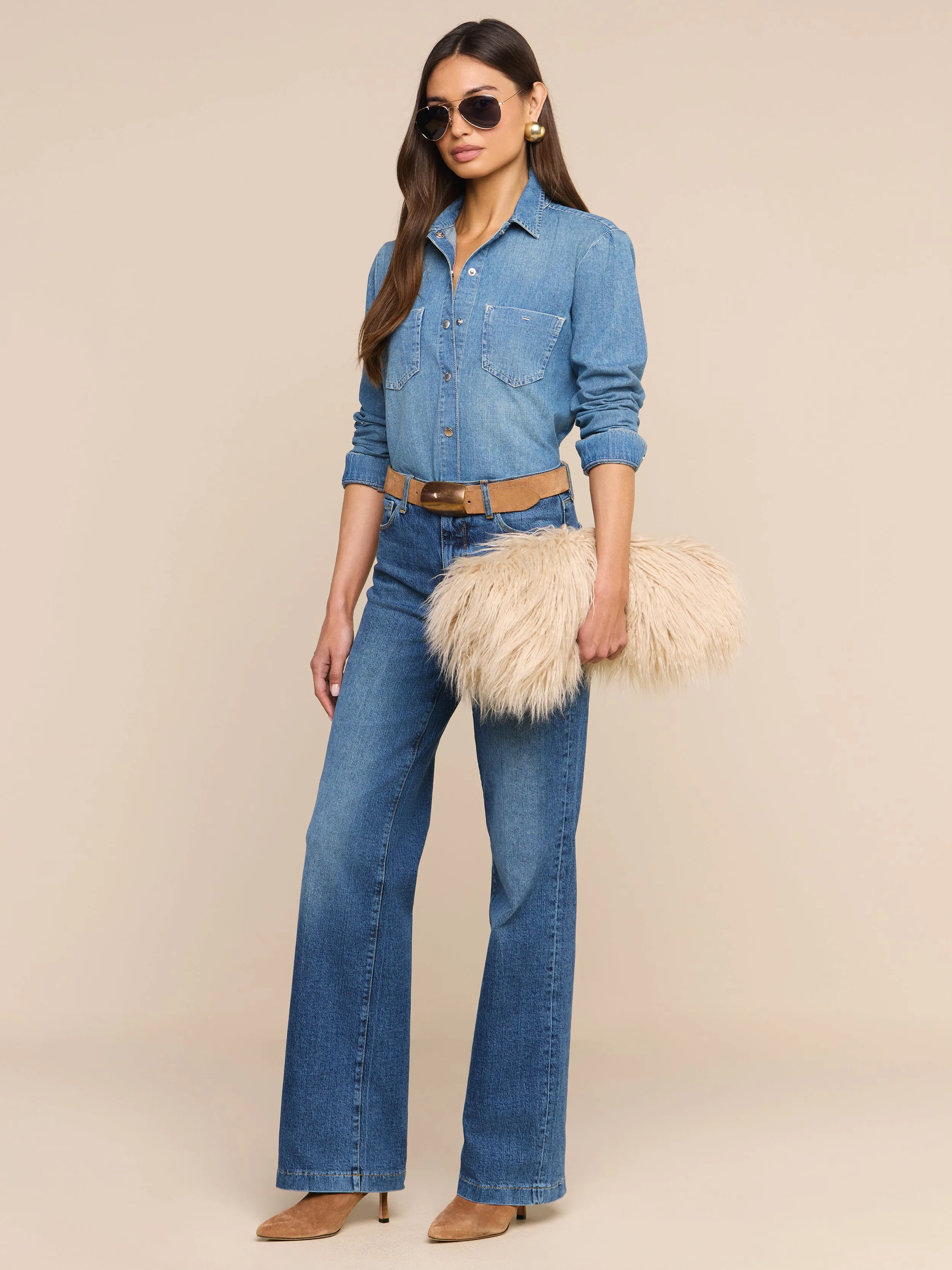 Adelina Faux Fur Clutch sold by L'AGENCE product image thumbnail 4