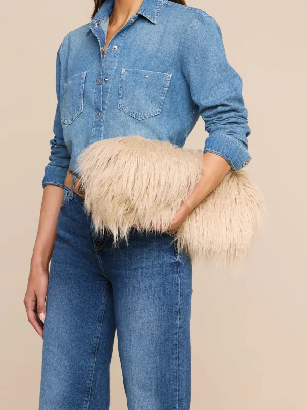 Adelina Faux Fur Clutch made by L'AGENCE