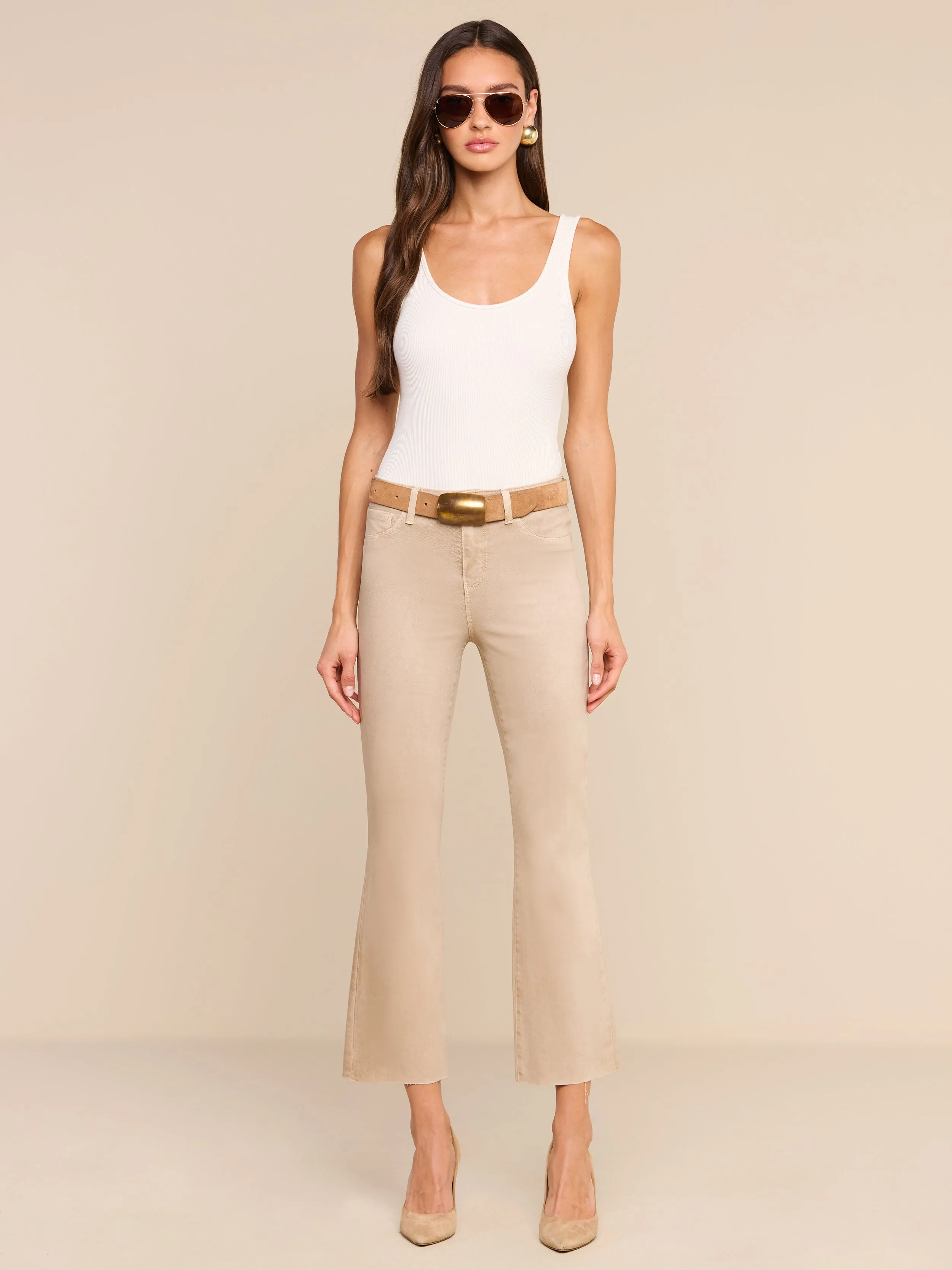 Kendra Coated Cropped Flare Jean sold by L'AGENCE