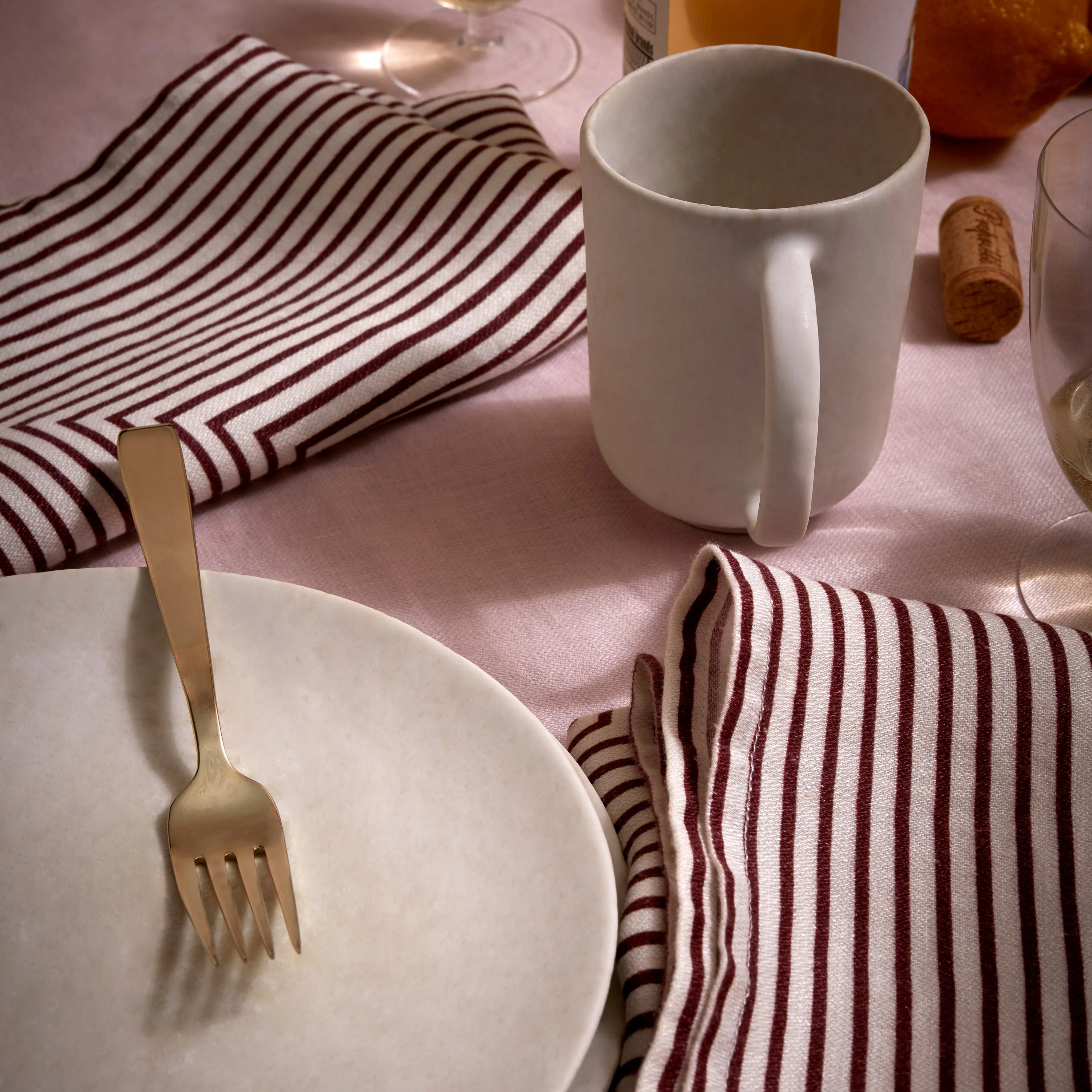 Linen Sateen Concorde Napkins - Wine + Ecru (Set of 4) sold by L'Objet product image thumbnail 2