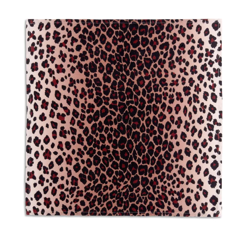 Linen Sateen Leopard Napkins - Pink (Set of 4) sold by L'Objet