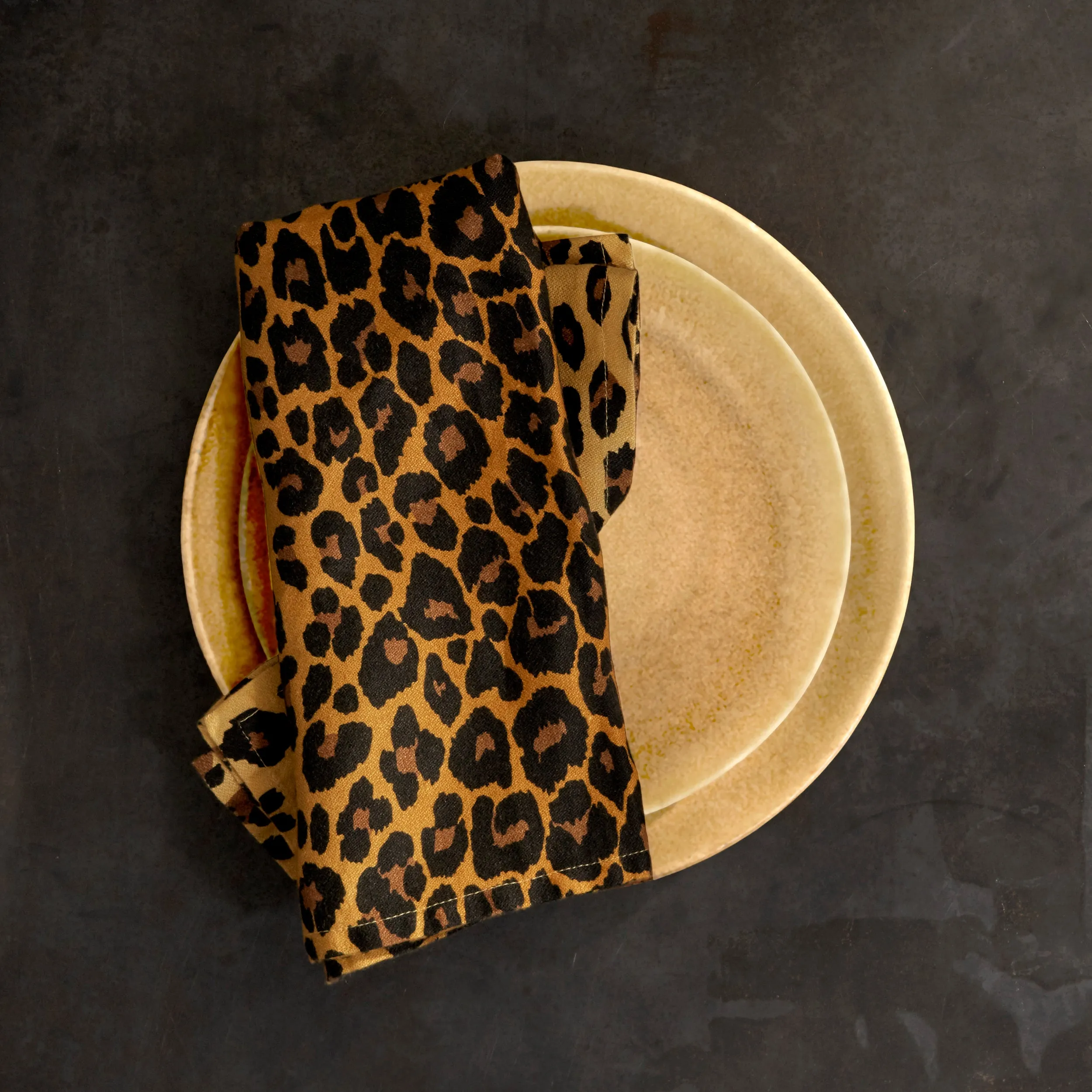 Linen Sateen Leopard Napkins - Natural (Set of 4) sold by L'Objet product image thumbnail 2