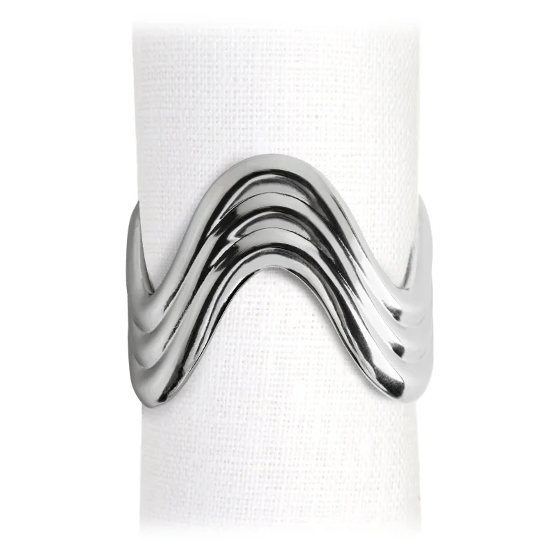 Ripple Napkin Rings  (Set of 4) - Platinum sold by L'Objet