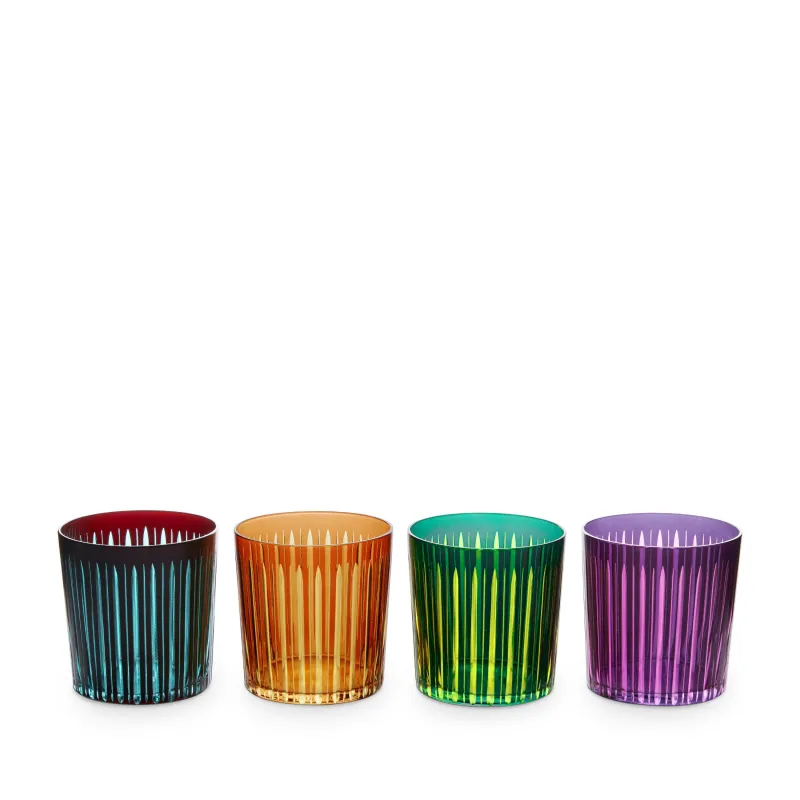 Prism Double Old Fashioned Glasses - Assorted  (Set of 4) sold by L'Objet