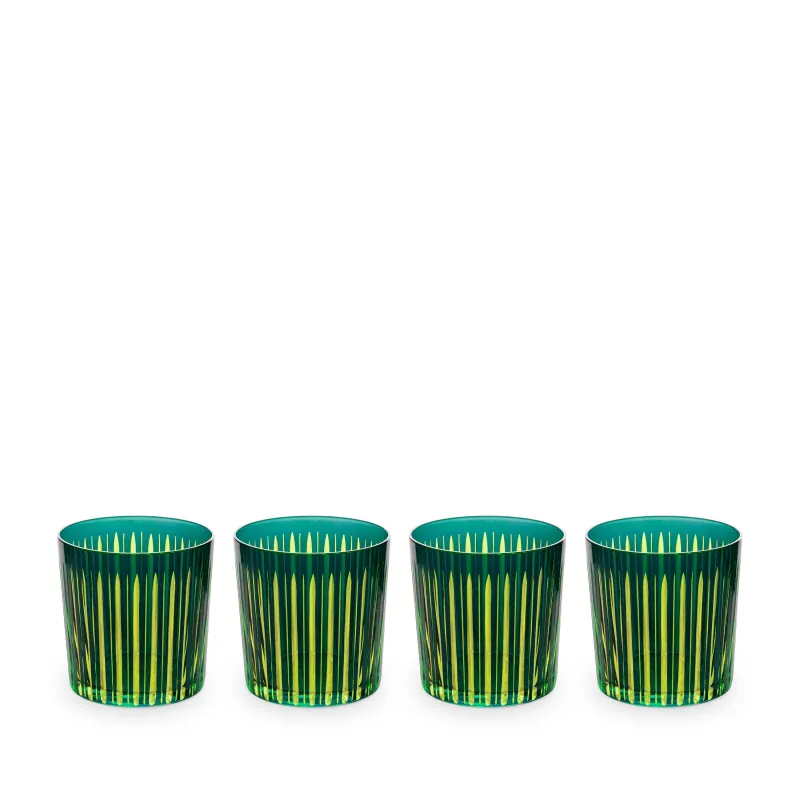 Prism Double Old Fashioned Glasses - Green (Set of 4) sold by L'Objet