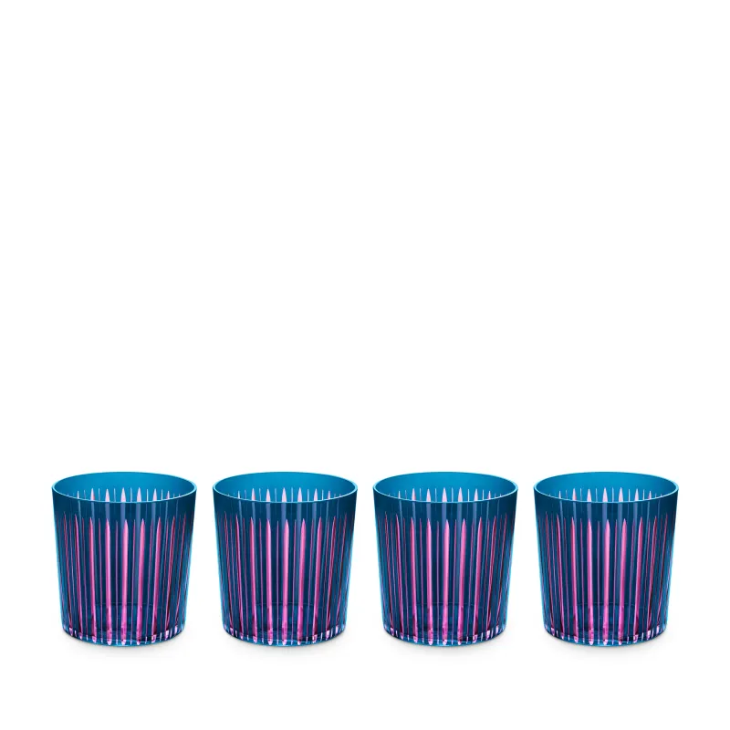 Prism Double Old Fashioned Glasses - Blue (Set of 4) made by L'Objet