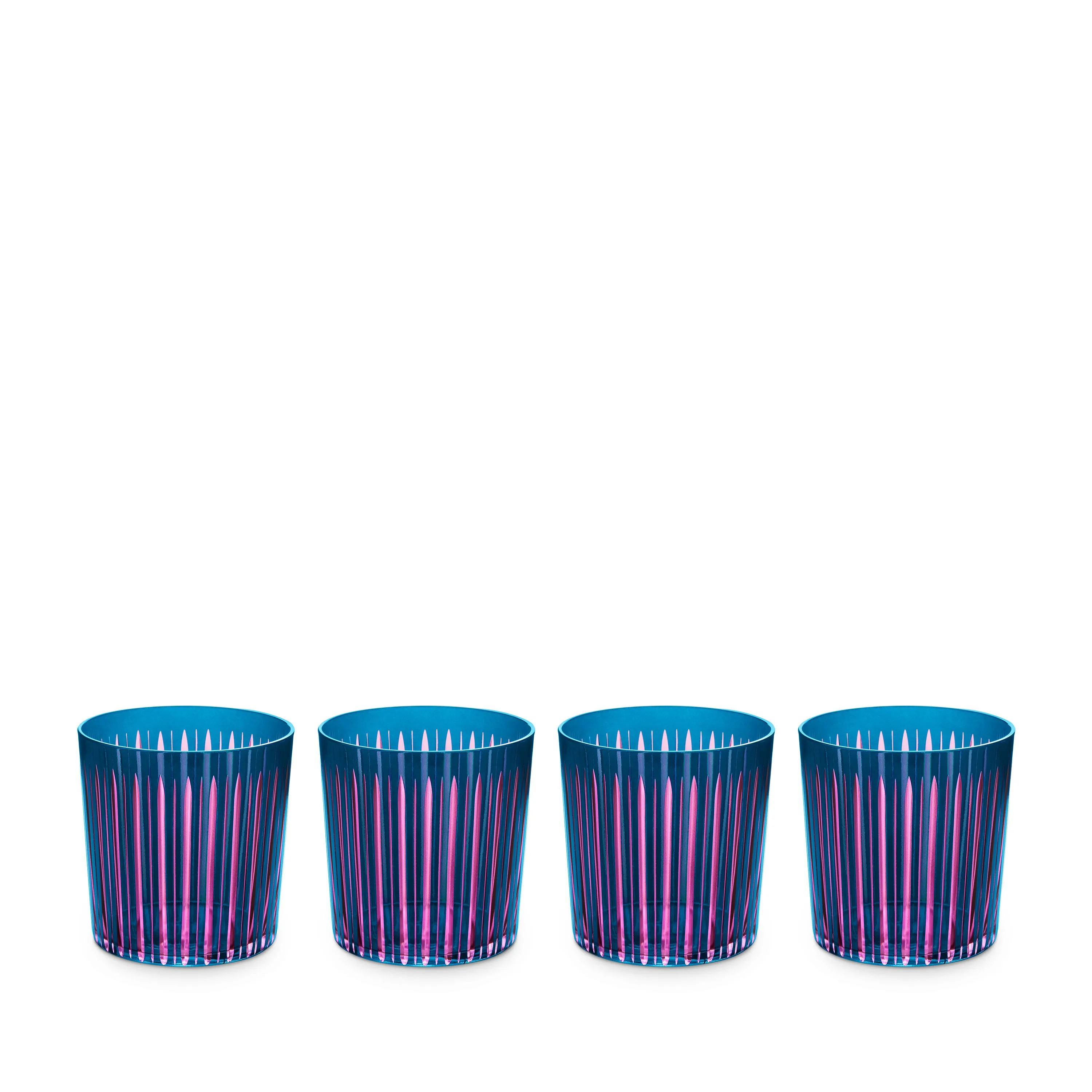 Prism Double Old Fashioned Glasses - Blue (Set of 4) sold by L'Objet