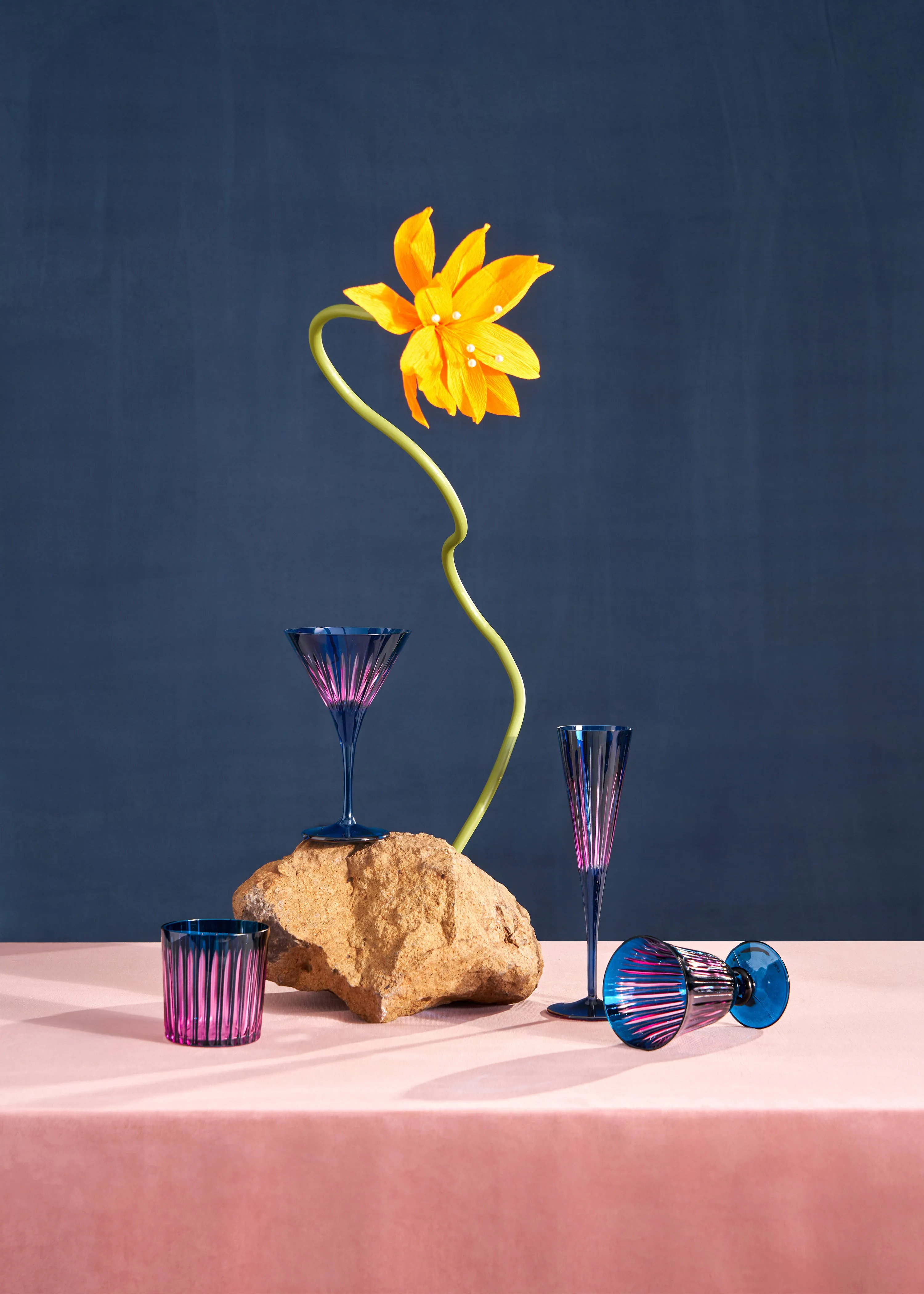 Prism Double Old Fashioned Glasses - Blue (Set of 4) sold by L'Objet product image thumbnail 2