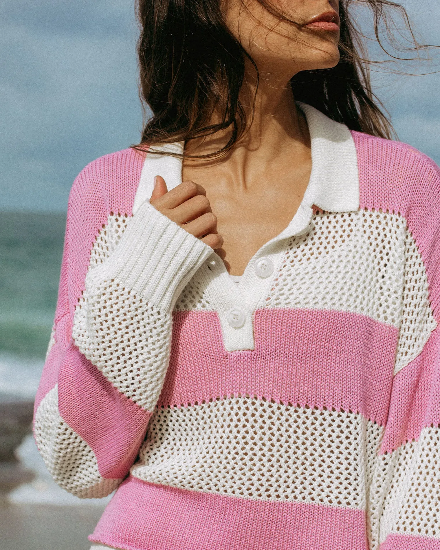 LSPACE X Anthropologie Rugby Sweater - Pink Lady sold by l*space product image thumbnail 2