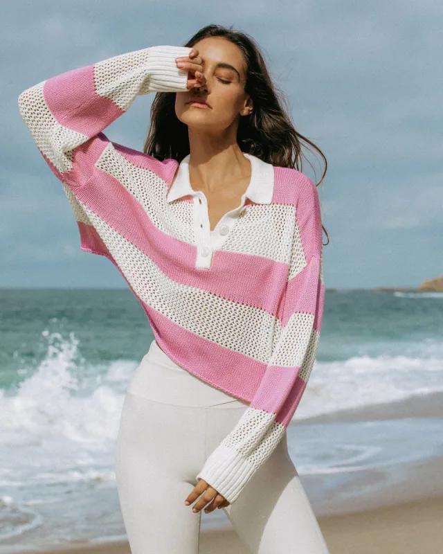 LSPACE X Anthropologie Rugby Sweater - Pink Lady sold by l*space