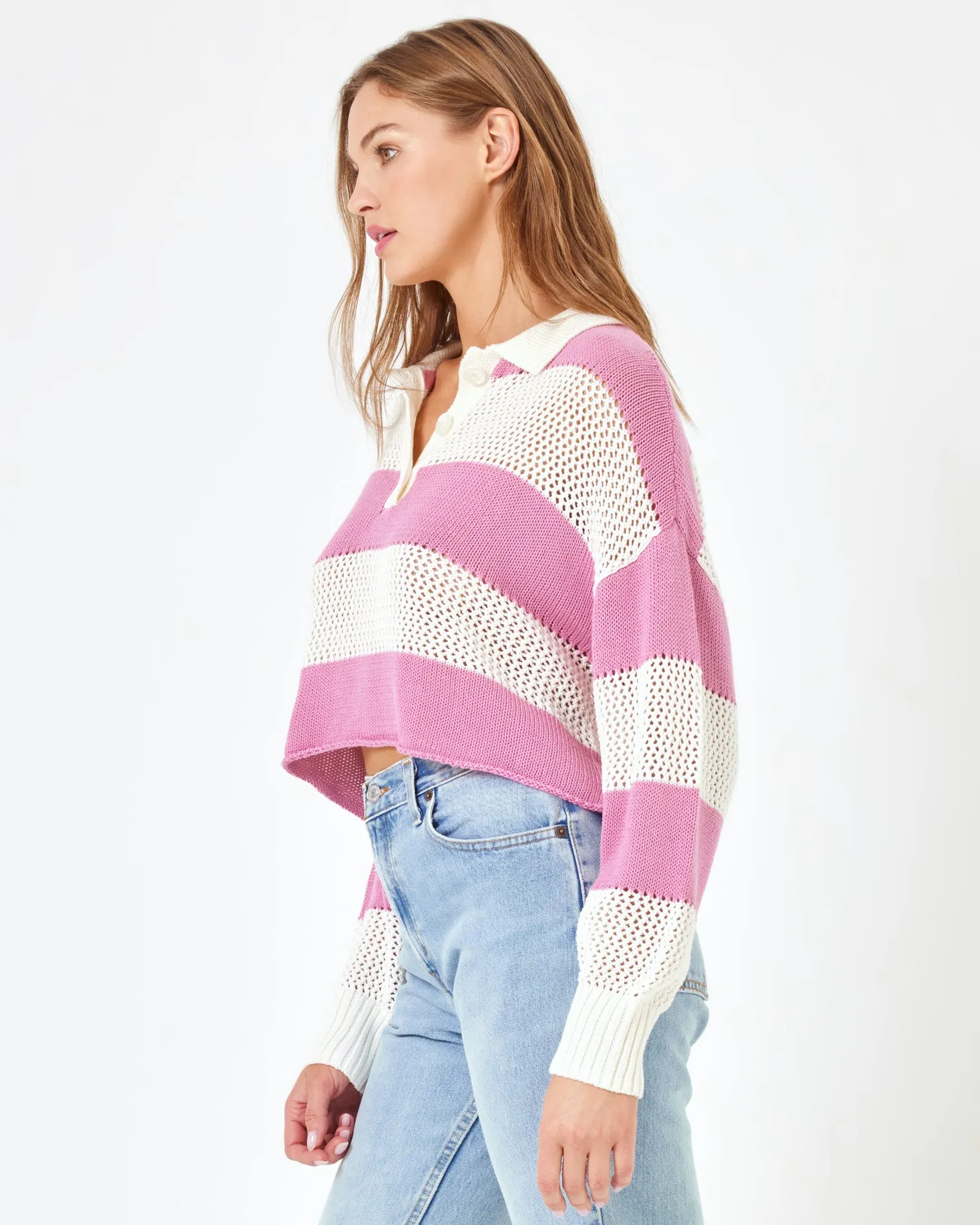 LSPACE X Anthropologie Rugby Sweater - Pink Lady sold by l*space product image thumbnail 5