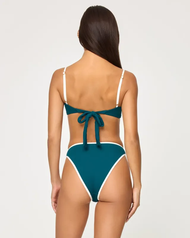 Nora Bikini Bottom - Deep Teal-Cream sold by l*space