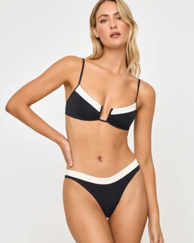 Mercer Bikini Bottom - Black-Cream sold by l*space