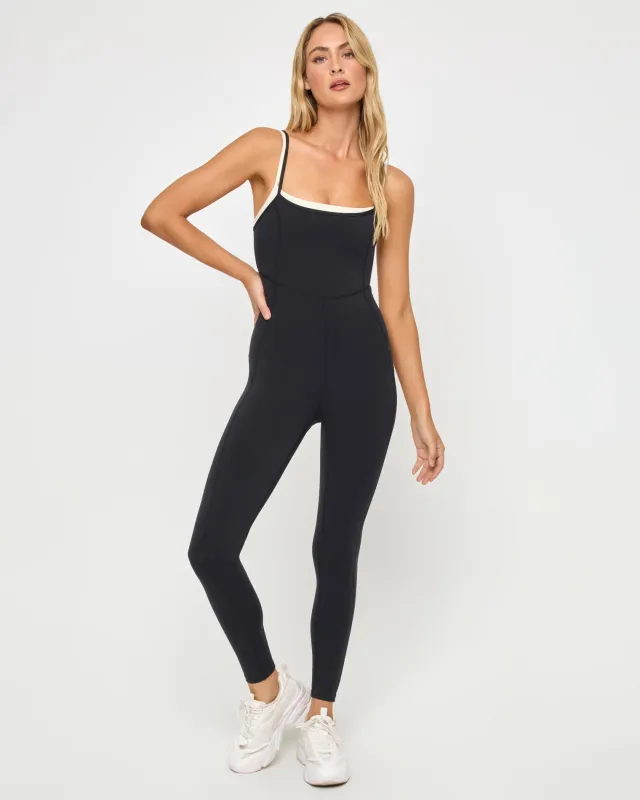 Finish Line Jumpsuit - Black-Cream sold by l*space
