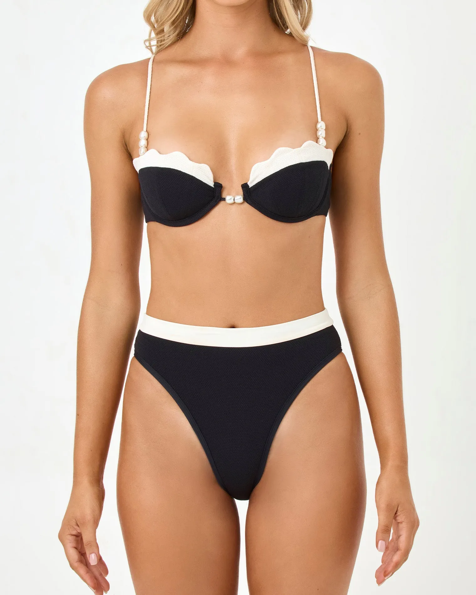 Frenchi Bikini Bottom - Black-Cream sold by l*space product image thumbnail 4