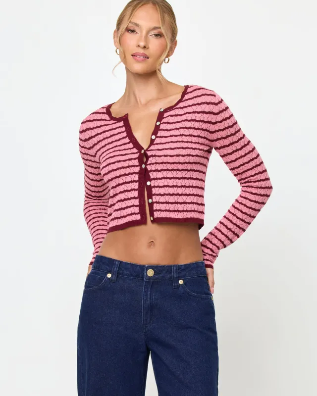 Rosalie Cardigan - Strawberry Stripe made by l*space