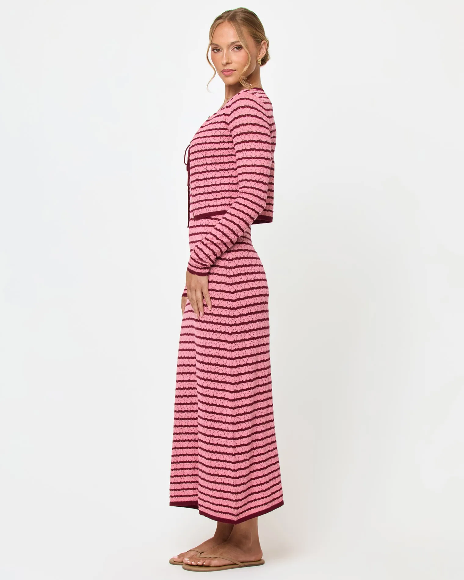 Rosalie Cardigan - Strawberry Stripe sold by l*space product image thumbnail 4