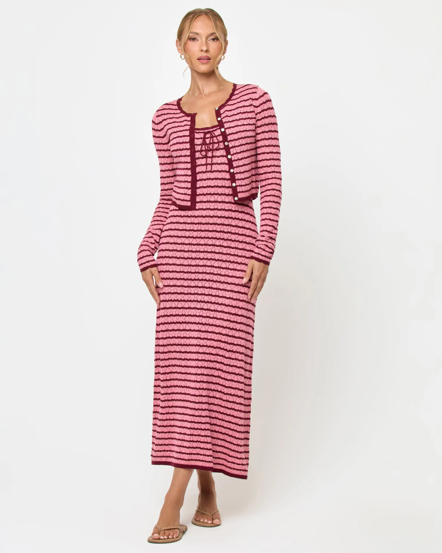 Rosalie Cardigan - Strawberry Stripe sold by l*space product image thumbnail 3