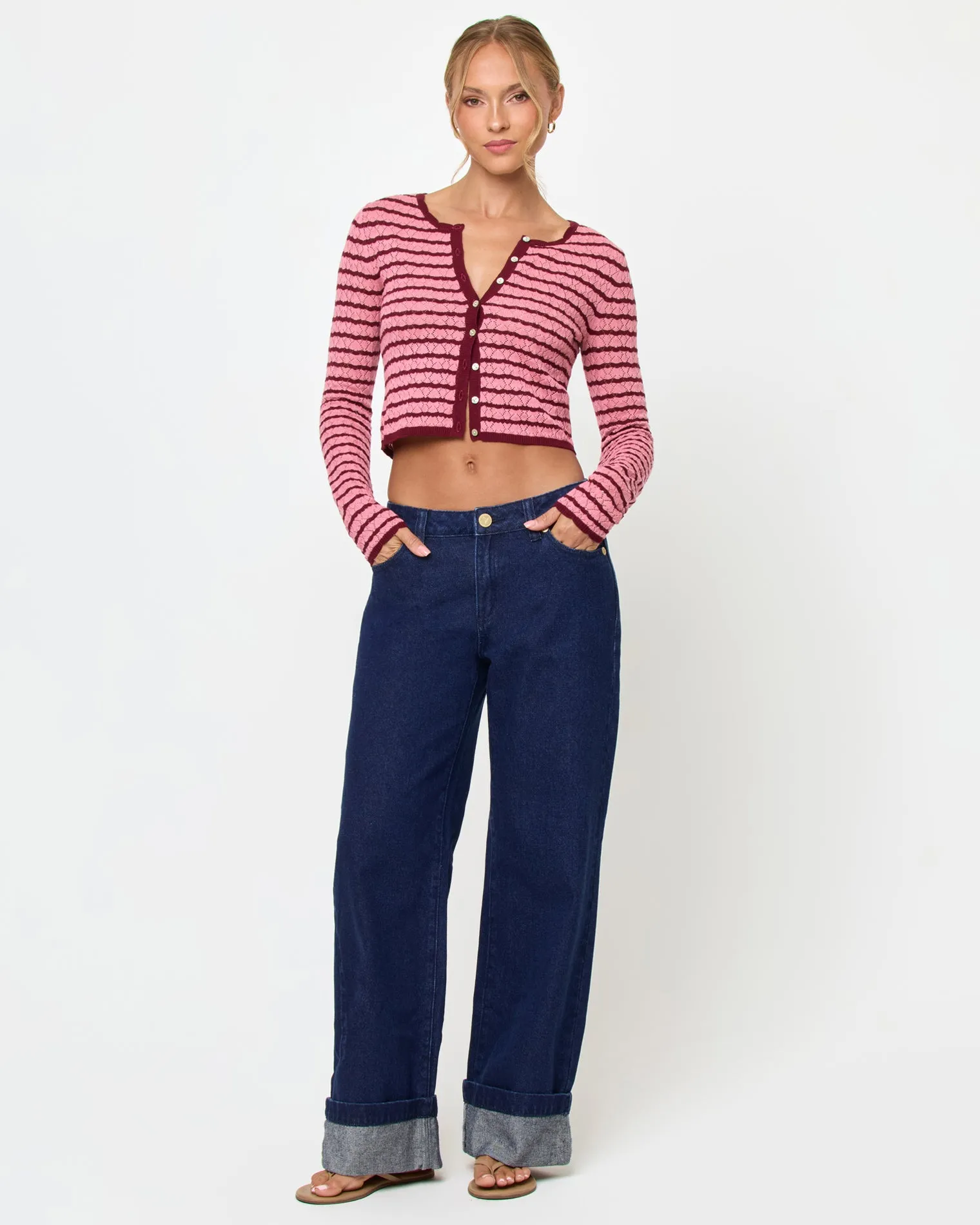 Rosalie Cardigan - Strawberry Stripe sold by l*space product image thumbnail 2