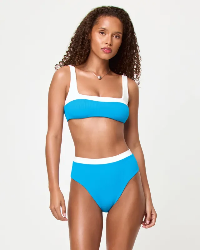 Zuri Bikini Top - Electric Blue Cream made by l*space