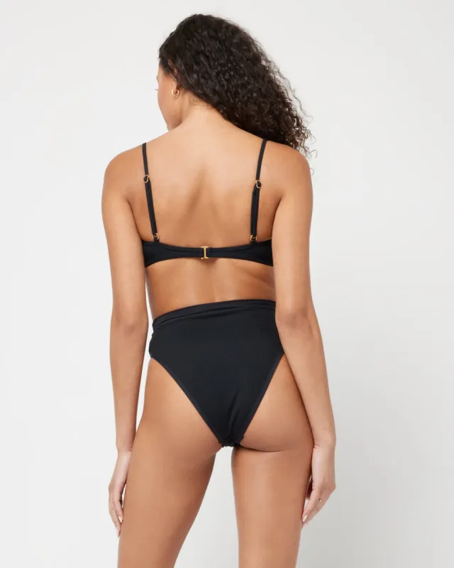 Ribbed Frenchi Bikini Bottom - Black made by l*space