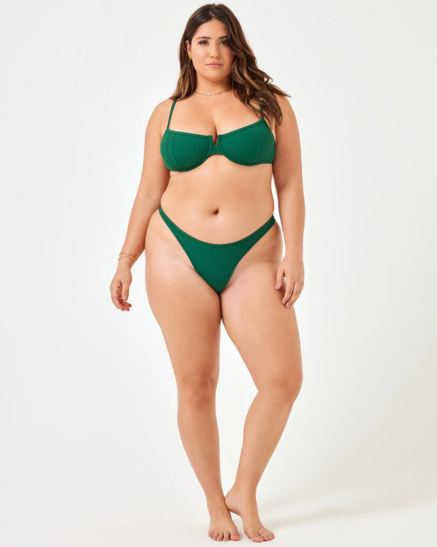 Ribbed Dominic Bikini Bottom - Emerald sold by l*space product image thumbnail 5