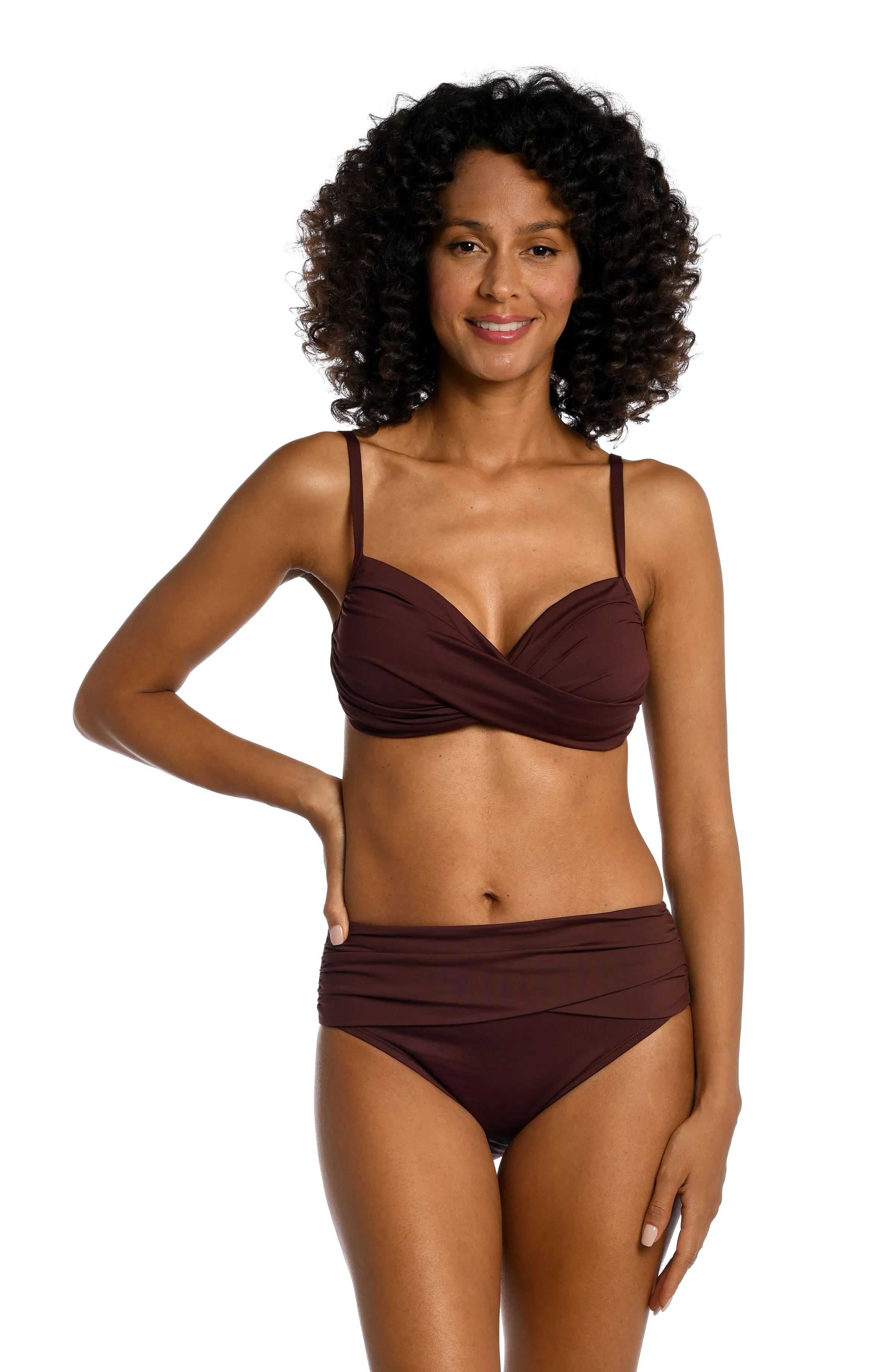 Island Goddess Over The Shoulder Wrap Top - Java - FINAL SALE sold by La Blanca