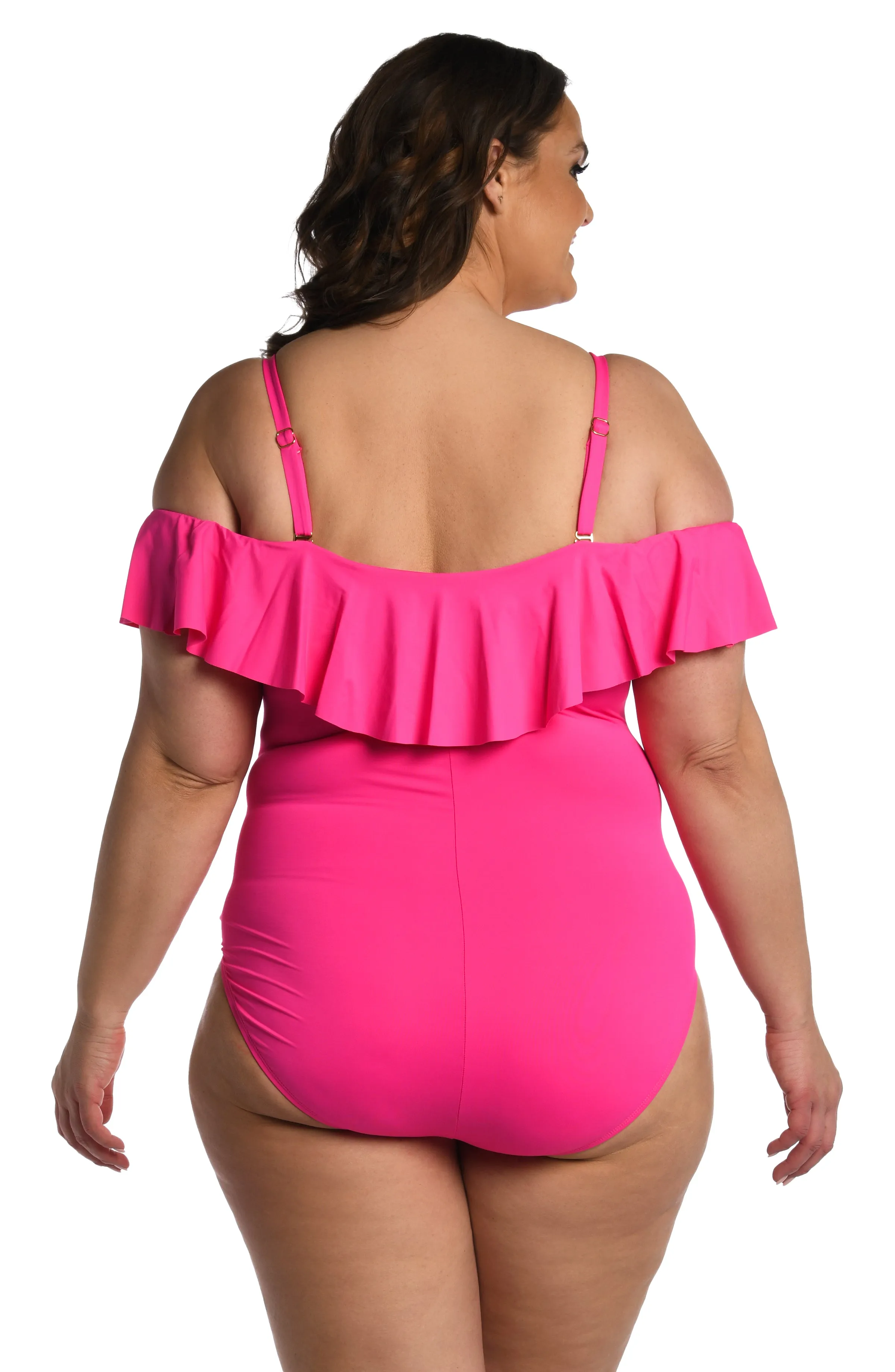 Island Goddess Off Shoulder Ruffle One Piece - Pop Pink - FINAL SALE sold by La Blanca product image thumbnail 2
