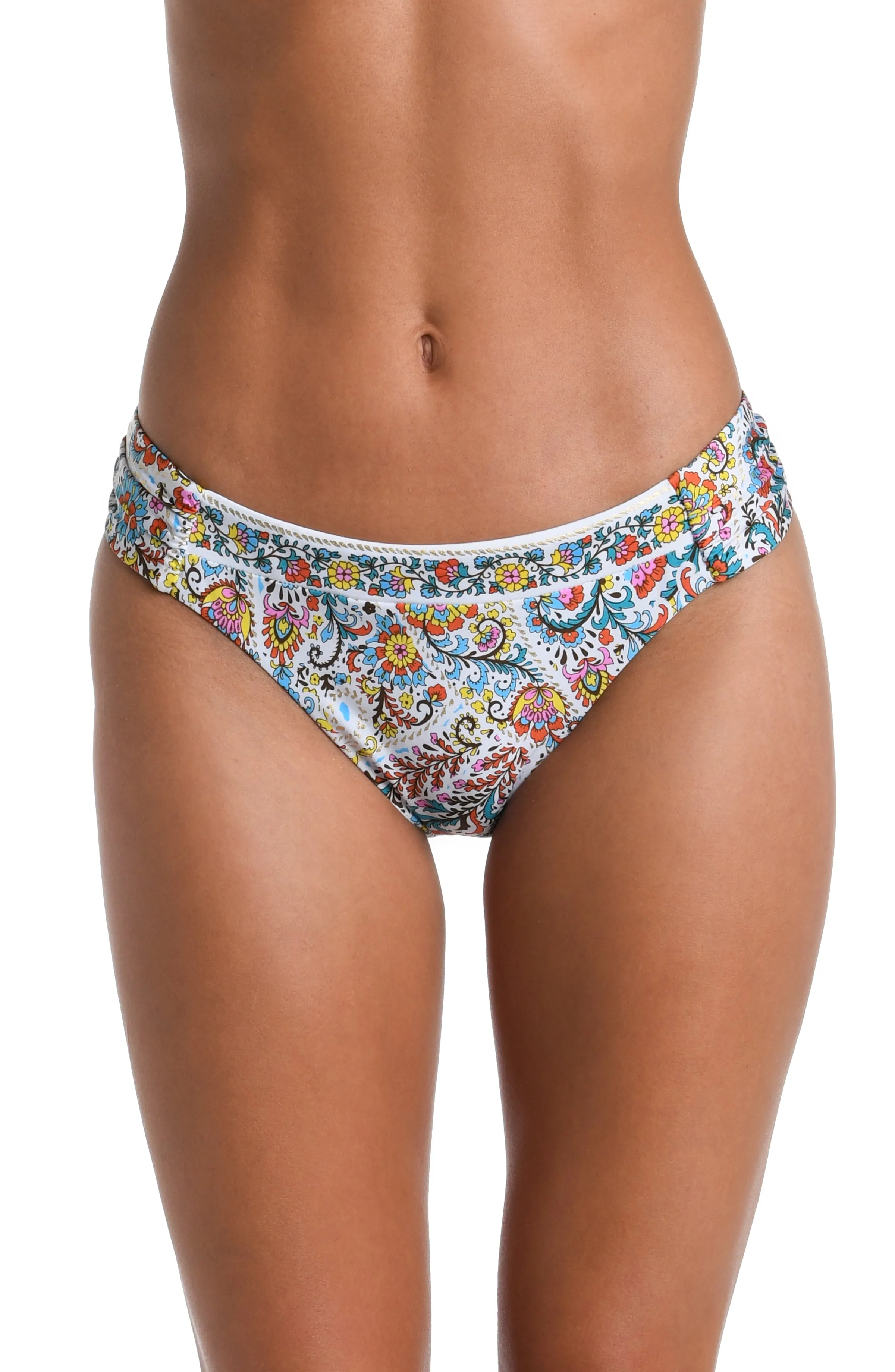 Sunshine 79 Glam Paisley Side Shirred Hipster Bottom sold by La Blanca
