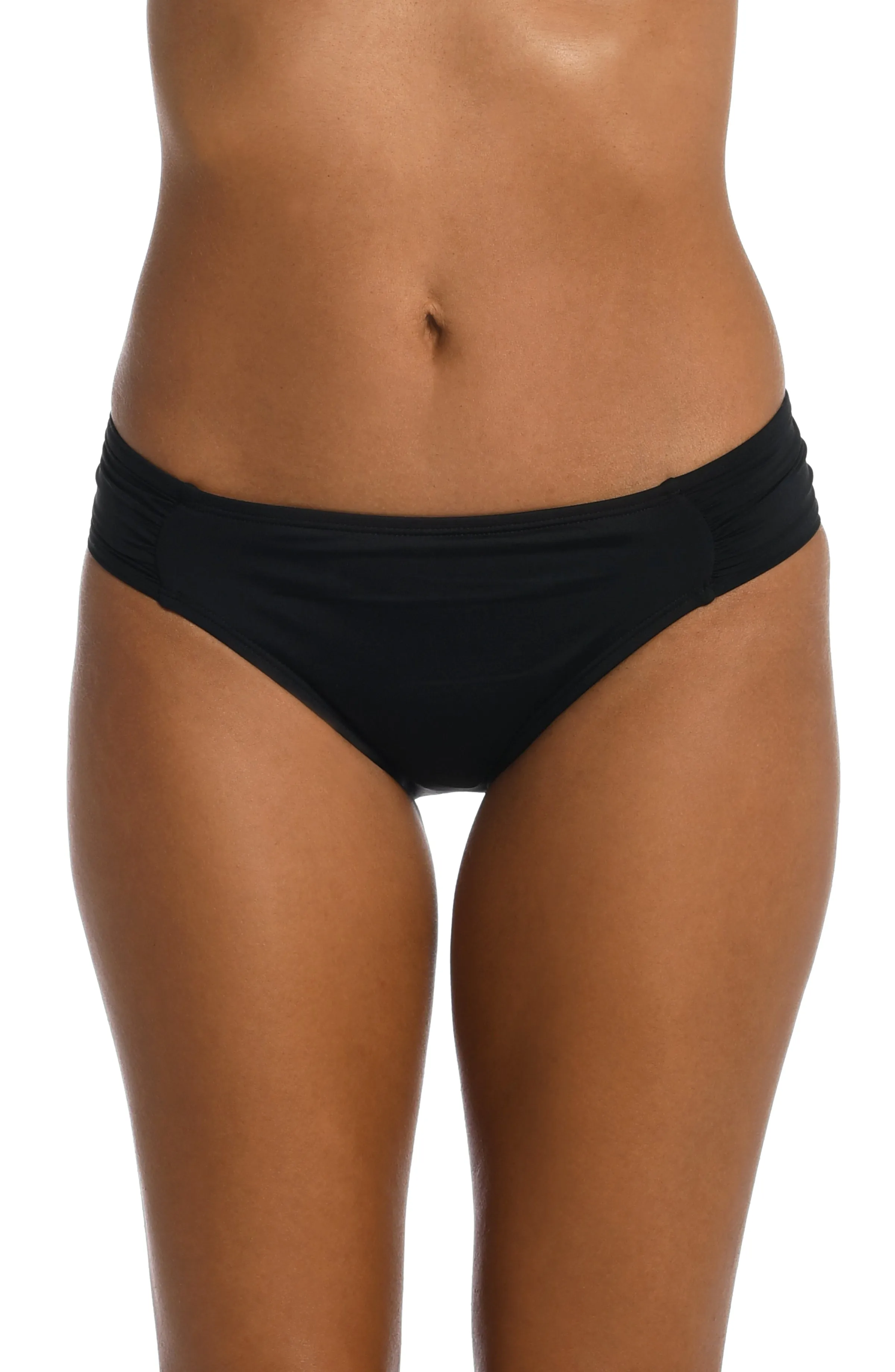 Island Goddess Side Shirred Hipster Bottom - Black sold by La Blanca