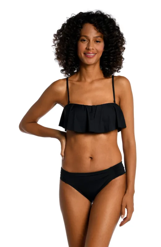 Island Goddess Ruffle Bandeau Bra Top - Black sold by La Blanca