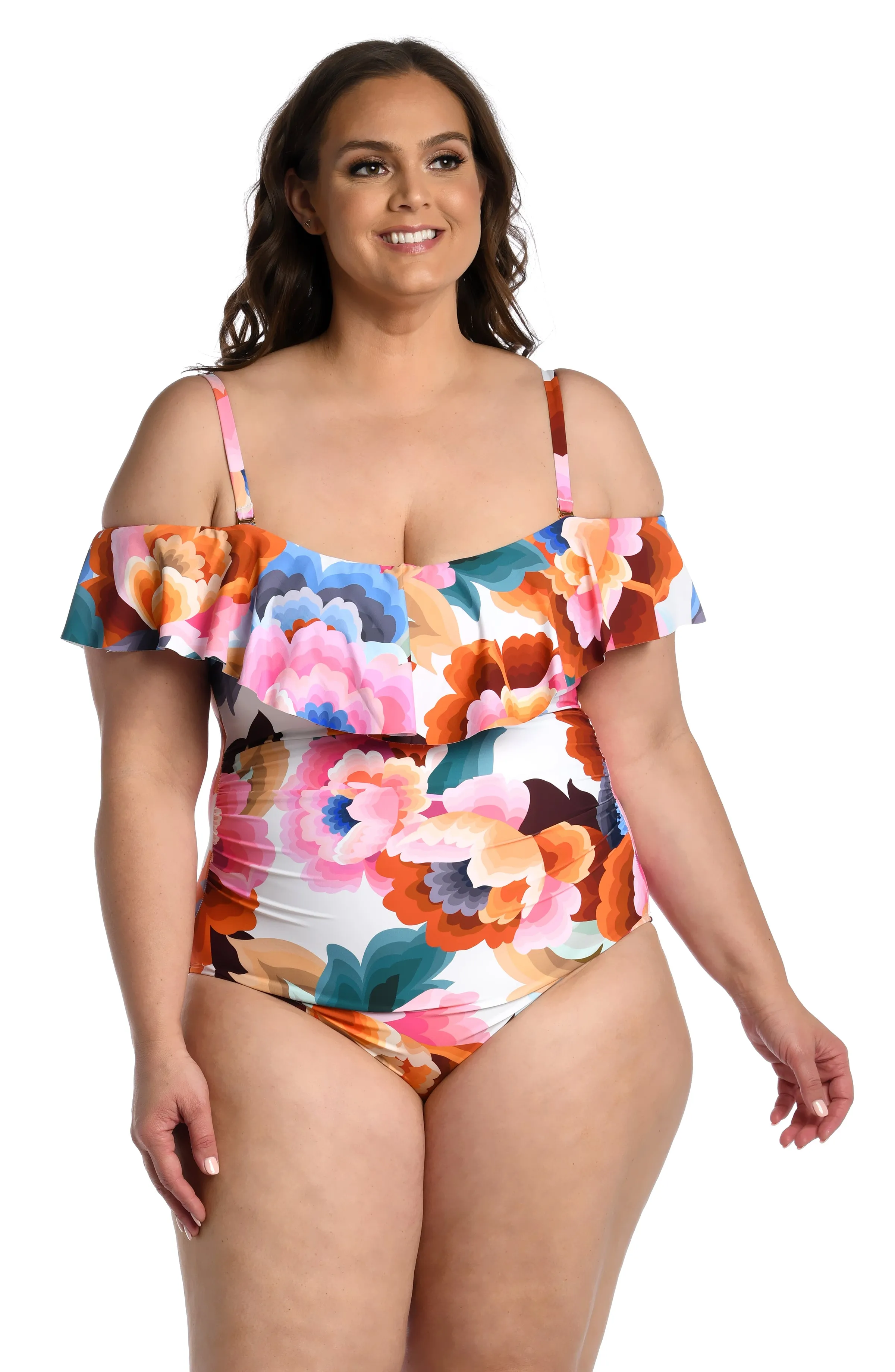 Floral Rhythm Off Shoulder Ruffle One Piece (Final Sale) sold by La Blanca product image thumbnail 5