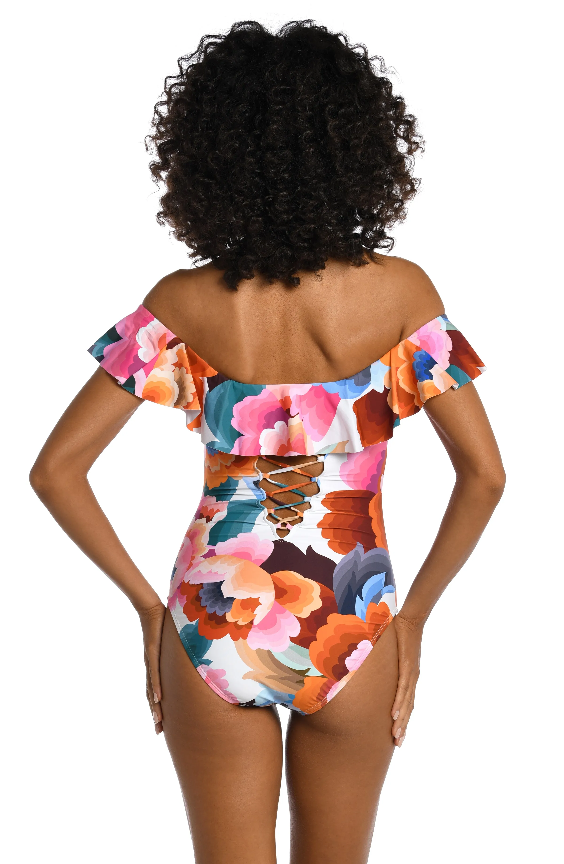 Floral Rhythm Off Shoulder Ruffle One Piece (Final Sale) sold by La Blanca product image thumbnail 2