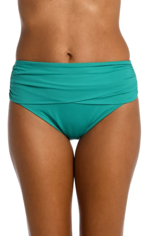 Island Goddess Mid-Waist Sash Band Bottom - Emerald sold by La Blanca