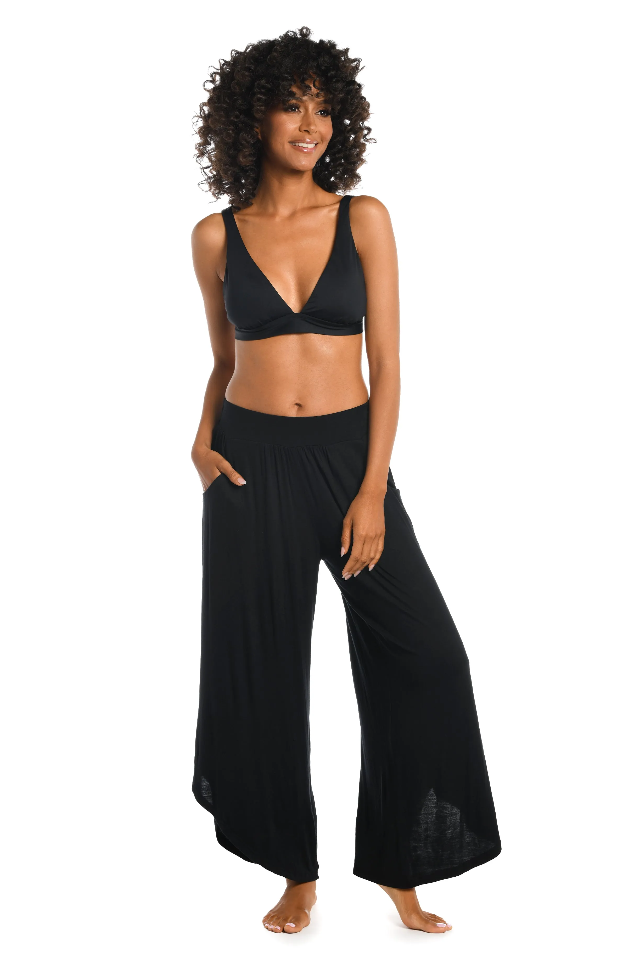 Draped Darling Cropped Palazzo Pant sold by La Blanca product image thumbnail 3