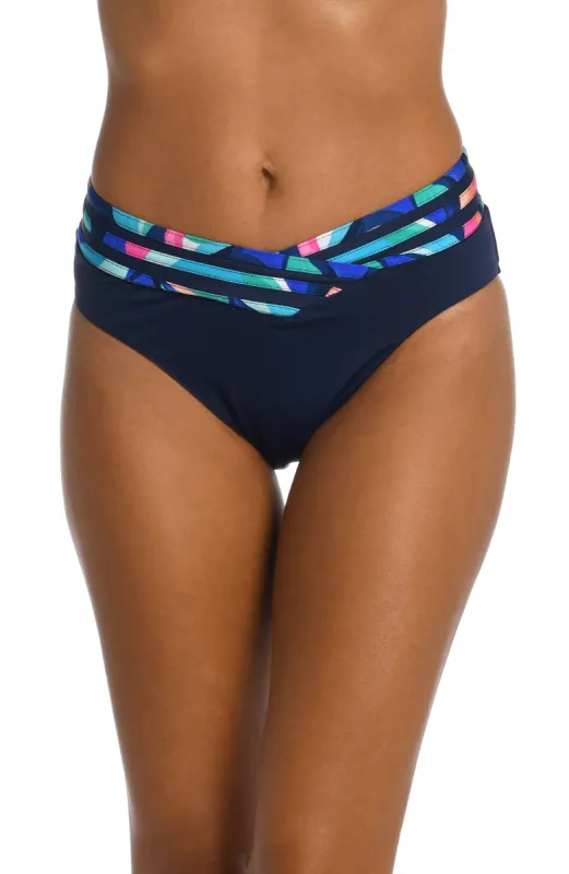Painted Leaves Crossover High-Waist Bottom (Final Sale) sold by La Blanca