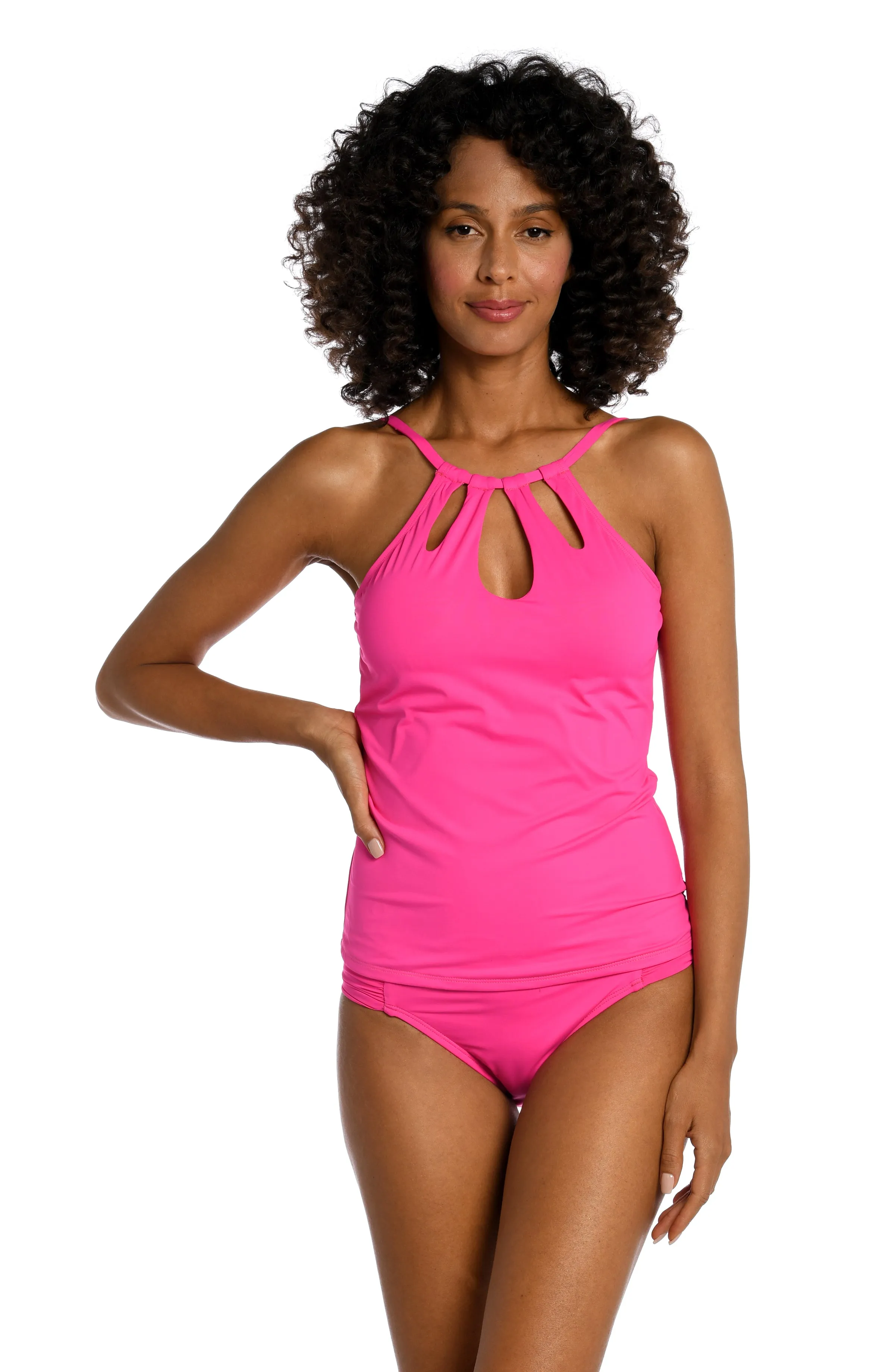 Island Goddess Underwire Keyhole Tankini Top - Pop Pink (Final Sale) sold by La Blanca