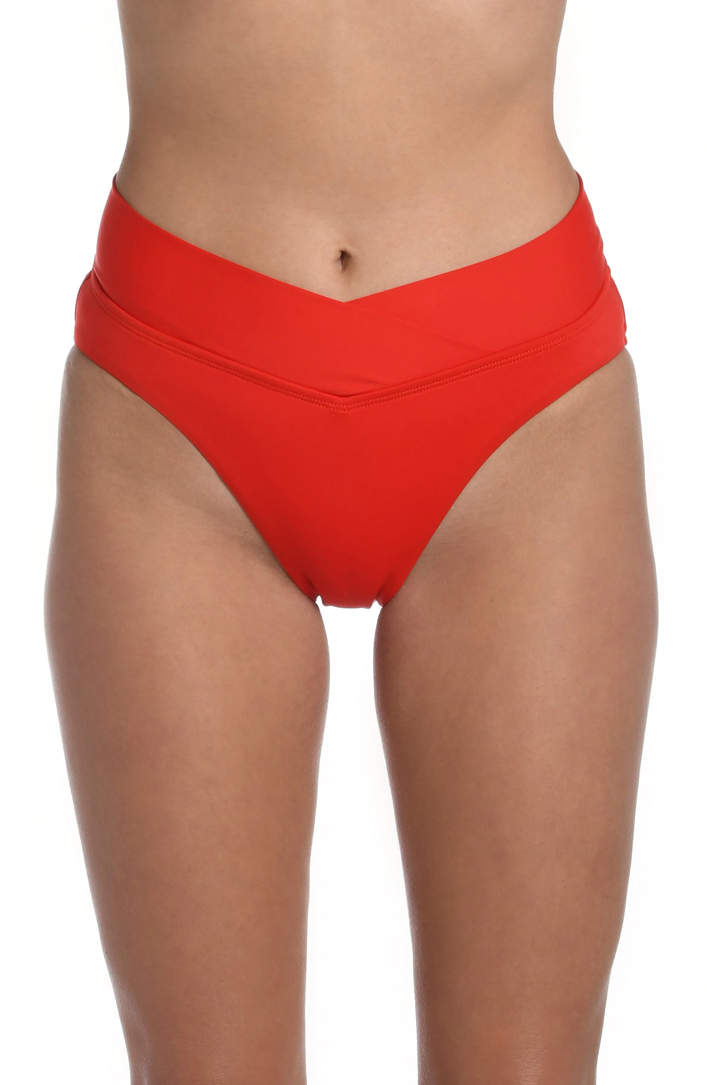 Island Goddess Crossover High-Waist Bottom - Cherry - FINAL SALE sold by La Blanca
