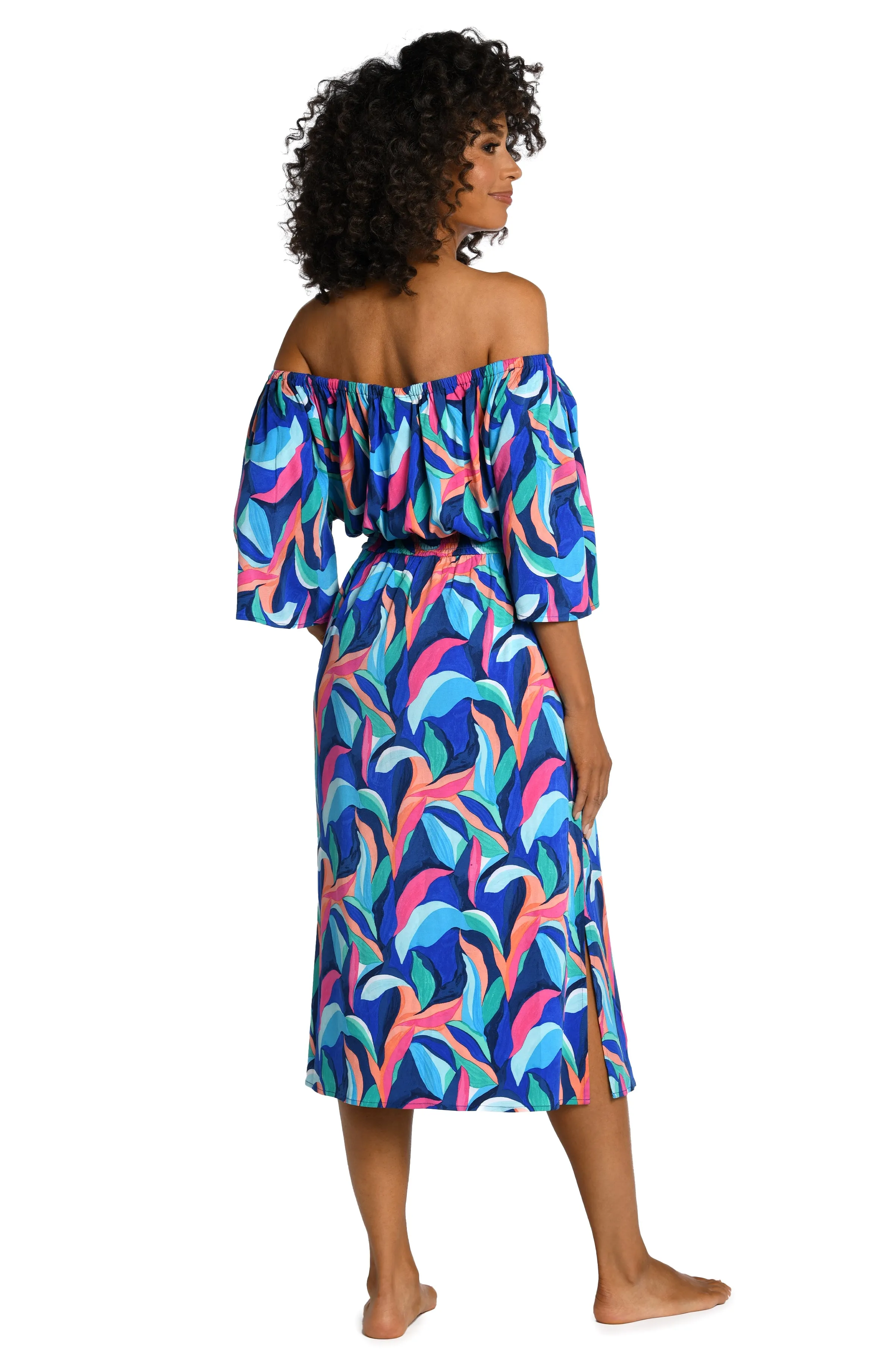 Painted Leaves Off-The-Shoulder Cover Up Dress - FINAL SALE sold by La Blanca product image thumbnail 4