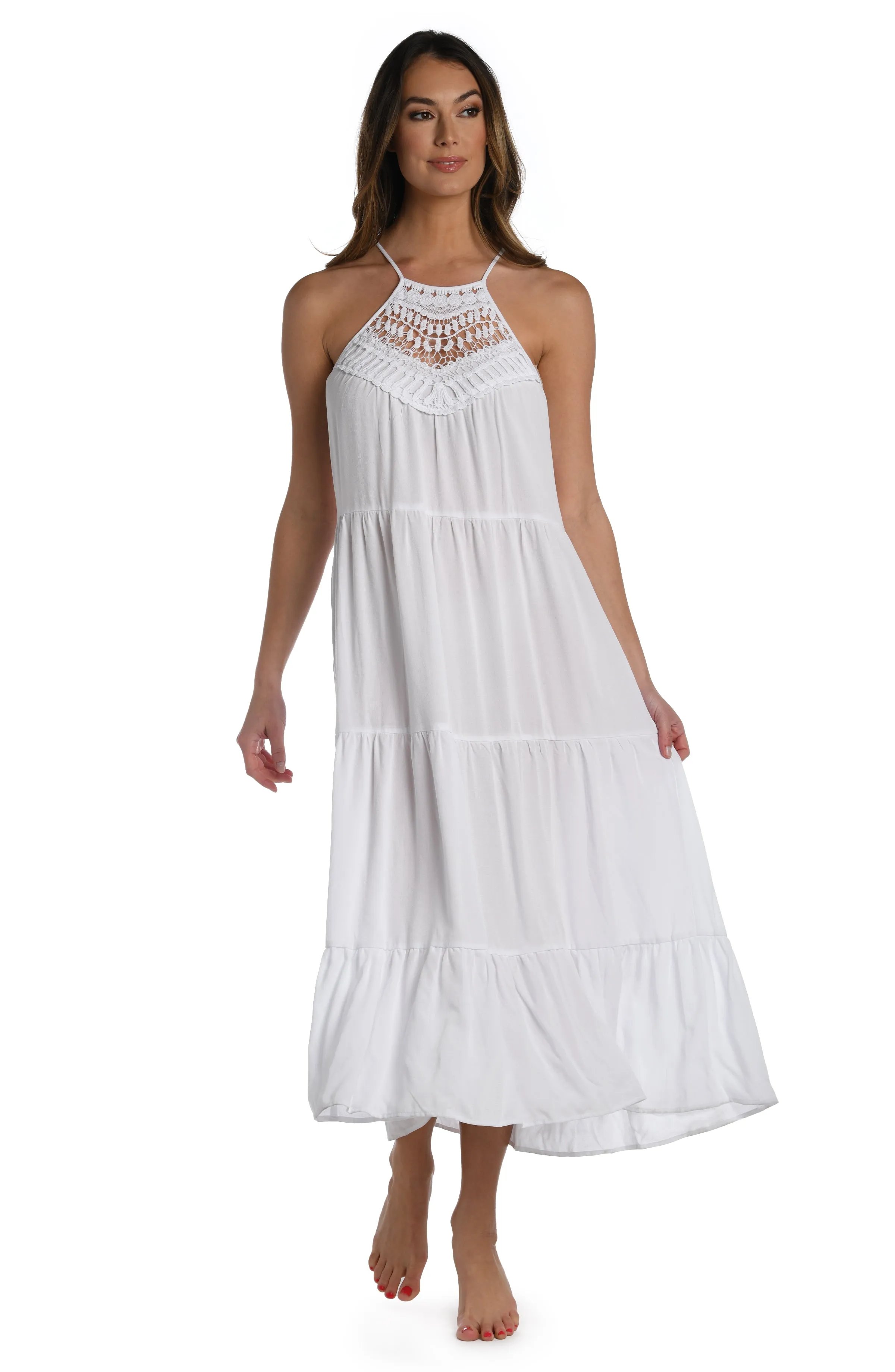 Coastal Covers Halter Maxi Dress - White sold by La Blanca