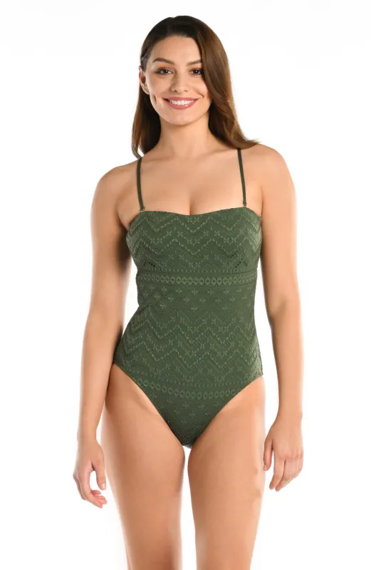 Saltwater Sands Bandeau One Piece - Olive sold by La Blanca
