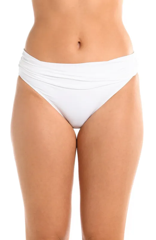 Island Goddess Shirred Band Hipster Bottom - White sold by La Blanca