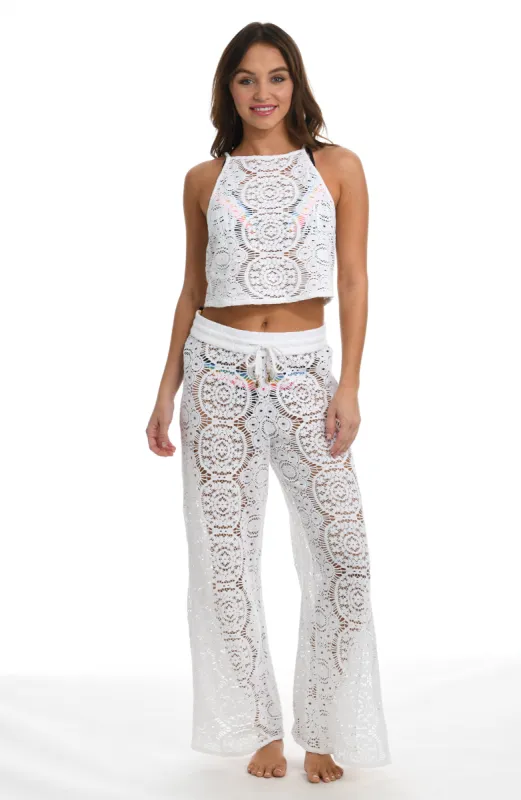 Sunshine 79 Chillin' Crochet High Neck Tank Top - White - FINAL SALE sold by La Blanca