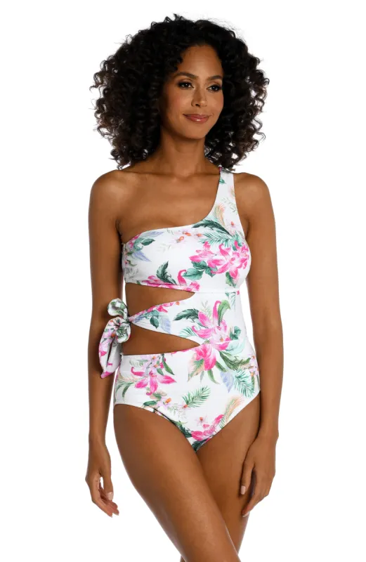 Mystic Palms Cutout One Shoulder One Piece (Final Sale) sold by La Blanca