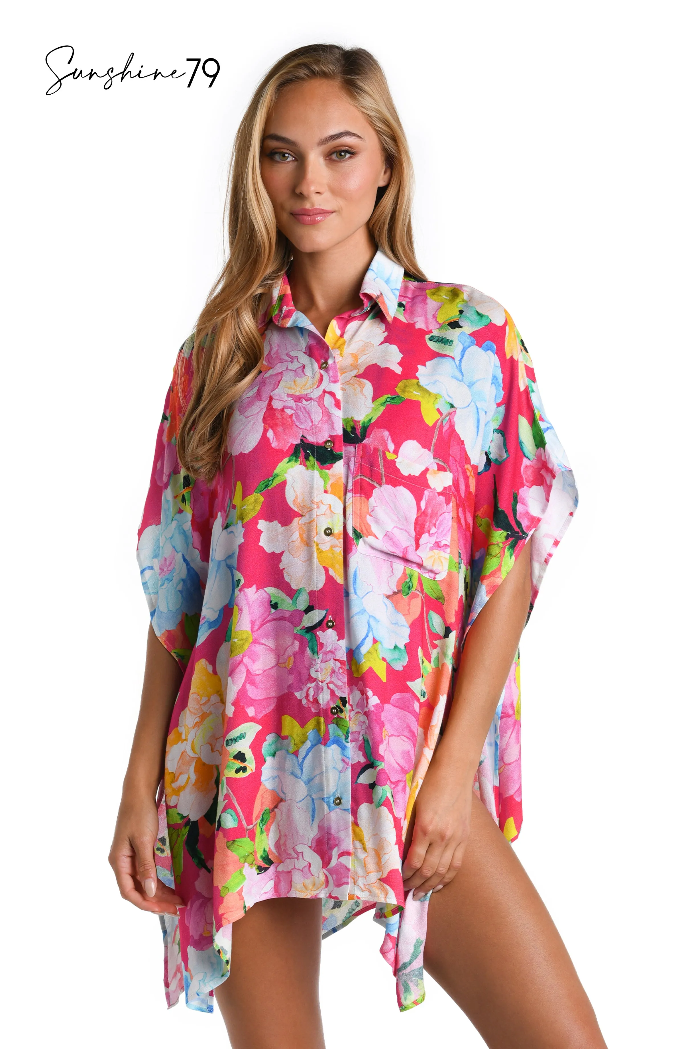 Sunshine 79 Expressive Garden Resort Shirt Cover Up sold by La Blanca