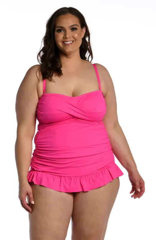 Island Goddess Bandeau Tankini Top - Pop Pink - FINAL SALE sold by La Blanca