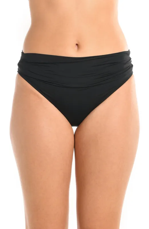 Island Goddess Ruched Band Hipster Bottom - Black sold by La Blanca