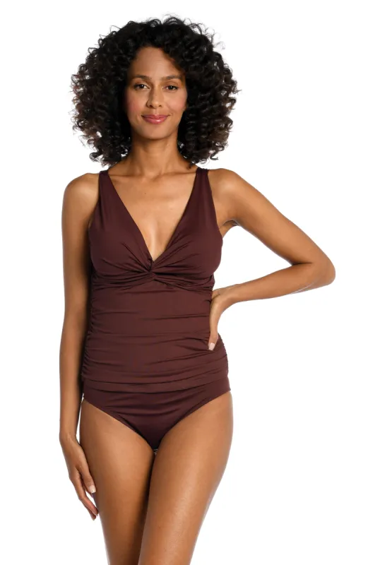 Island Goddess Twist Tie Back Tankini top - Java - FINAL SALE sold by La Blanca